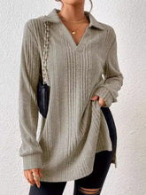 Load image into Gallery viewer, Slit Johnny Collar Long Sleeve Top