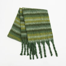 Load image into Gallery viewer, Fringe Contrast Striped Polyester Scarf