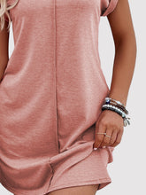 Load image into Gallery viewer, Exposed Seam Round Neck Mini Dress