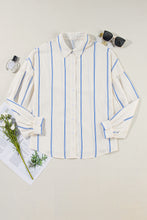 Load image into Gallery viewer, Striped Collared Neck Long Sleeve Shirt