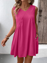 Load image into Gallery viewer, Ivy Lane Ruched V-Neck Sleeveless Mini Dress