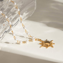 Load image into Gallery viewer, 18K Gold-Plated Pearl Sun Necklace