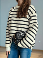 Load image into Gallery viewer, Striped Round Neck Long Sleeve Sweater
