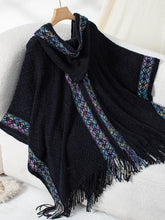 Load image into Gallery viewer, Fringe Half Sleeve Hooded Poncho
