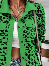 Load image into Gallery viewer, Full Size Leopard Collared Neck Button Up Long Sleeve Jacket
