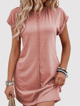 Load image into Gallery viewer, Exposed Seam Round Neck Mini Dress