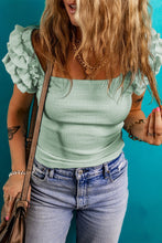 Load image into Gallery viewer, Ruffled Square Neck Cap Sleeve Blouse