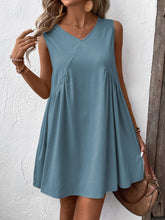 Load image into Gallery viewer, Ivy Lane Ruched V-Neck Sleeveless Mini Dress