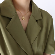 Load image into Gallery viewer, Zircon Titanium Steel Coin Shape Necklace