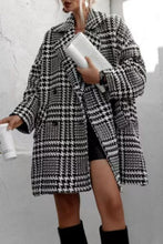 Load image into Gallery viewer, Houndstooth Collared Neck Long Sleeve Coat with Pockets