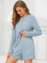 Load image into Gallery viewer, Ribbed Round Neck Top and Shorts Set