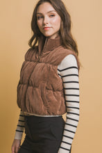 Load image into Gallery viewer, Love Tree Corduroy Zip Up Puffer Vest with Pockets