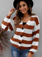 Load image into Gallery viewer, Striped Button Up Long Sleeve Sweater