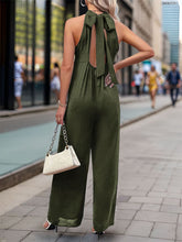 Load image into Gallery viewer, Tied Grecian Wide Leg Jumpsuit