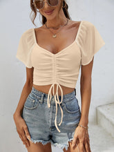 Load image into Gallery viewer, Drawstring Short Sleeve Crop Top