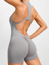 Load image into Gallery viewer, Cutout Ruched Half Zip Active Romper