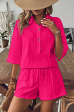 Load image into Gallery viewer, Collared Neck Half Sleeve Top and Shorts Set