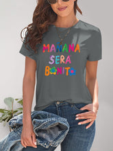 Load image into Gallery viewer, Letter Graphic Round Neck Short Sleeve T-Shirt