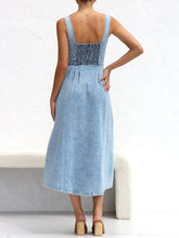 Load image into Gallery viewer, Sweetheart Neck Wide Strap Denim Dress