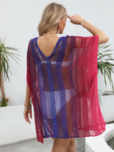 Load image into Gallery viewer, Openwork Contrast V-Neck Cover-Up