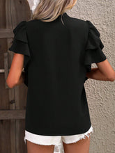 Load image into Gallery viewer, Ruffled Notched Short Sleeve Blouse