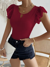 Load image into Gallery viewer, Swiss Dot Round Neck Cap Sleeve Top