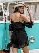 Load image into Gallery viewer, Lace Detail Cold Shoulder Romper