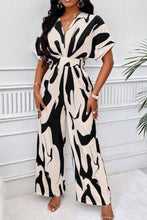 Load image into Gallery viewer, Printed V-Neck Short Sleeve Wide Leg Jumpsuit