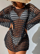 Load image into Gallery viewer, Openwork Boat Neck Long Sleeve Cover-Up
