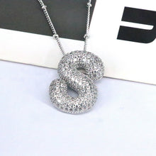 Load image into Gallery viewer, Copper Inlaid Zircon Letter Pendant Necklace