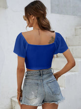 Load image into Gallery viewer, Drawstring Short Sleeve Crop Top