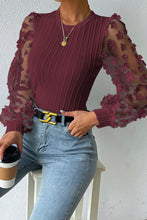 Load image into Gallery viewer, Textured Applique Long Sleeve Blouse