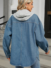 Load image into Gallery viewer, Removable Hood Button Up Long Sleeve Denim Jacket