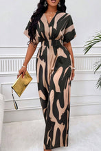 Load image into Gallery viewer, Printed V-Neck Short Sleeve Wide Leg Jumpsuit