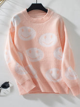 Load image into Gallery viewer, Smile Pattern Round Neck Long Sleeve Sweater