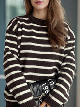 Load image into Gallery viewer, Striped Round Neck Long Sleeve Sweater