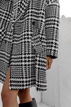 Load image into Gallery viewer, Houndstooth Collared Neck Long Sleeve Coat with Pockets