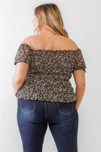 Load image into Gallery viewer, Zenobia Plus Size Frill Ruched Off-Shoulder Short Sleeve Blouse