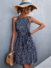 Load image into Gallery viewer, Layered Hem Tied Printed Sleeveless Dress