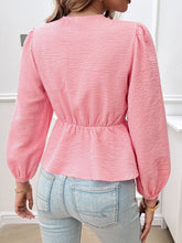 Load image into Gallery viewer, Devine Tied Round Neck Long Sleeve Blouse