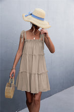 Load image into Gallery viewer, Frill Tiered Tie Shoulder Mini Cami Dress