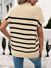 Load image into Gallery viewer, Striped Mock Neck Short Sleeve Sweater