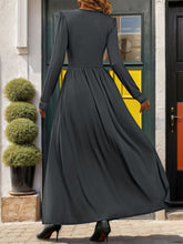 Load image into Gallery viewer, Lace Detail Slit V-Neck Long Sleeve Dress
