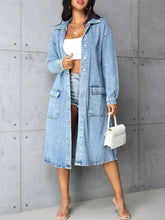 Load image into Gallery viewer, Pocketed Button Up Collared Neck Denim Top