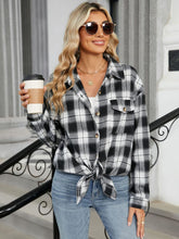 Load image into Gallery viewer, Plaid Collared Neck Long Sleeve Shirt