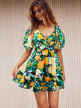 Load image into Gallery viewer, Printed Surplice Short Sleeve Dress