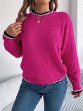 Load image into Gallery viewer, Contrast Trim Round Neck Long Sleeve Sweater