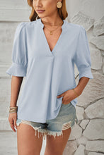 Load image into Gallery viewer, Notched Half Sleeve Blouse