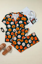 Load image into Gallery viewer, Pumpkin Printed Short Sleeve Top and Pants Lounge Set