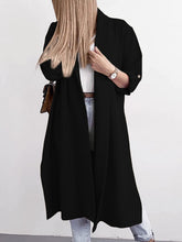 Load image into Gallery viewer, Slit Open Front Roll-Tab Sleeve Trench Coat